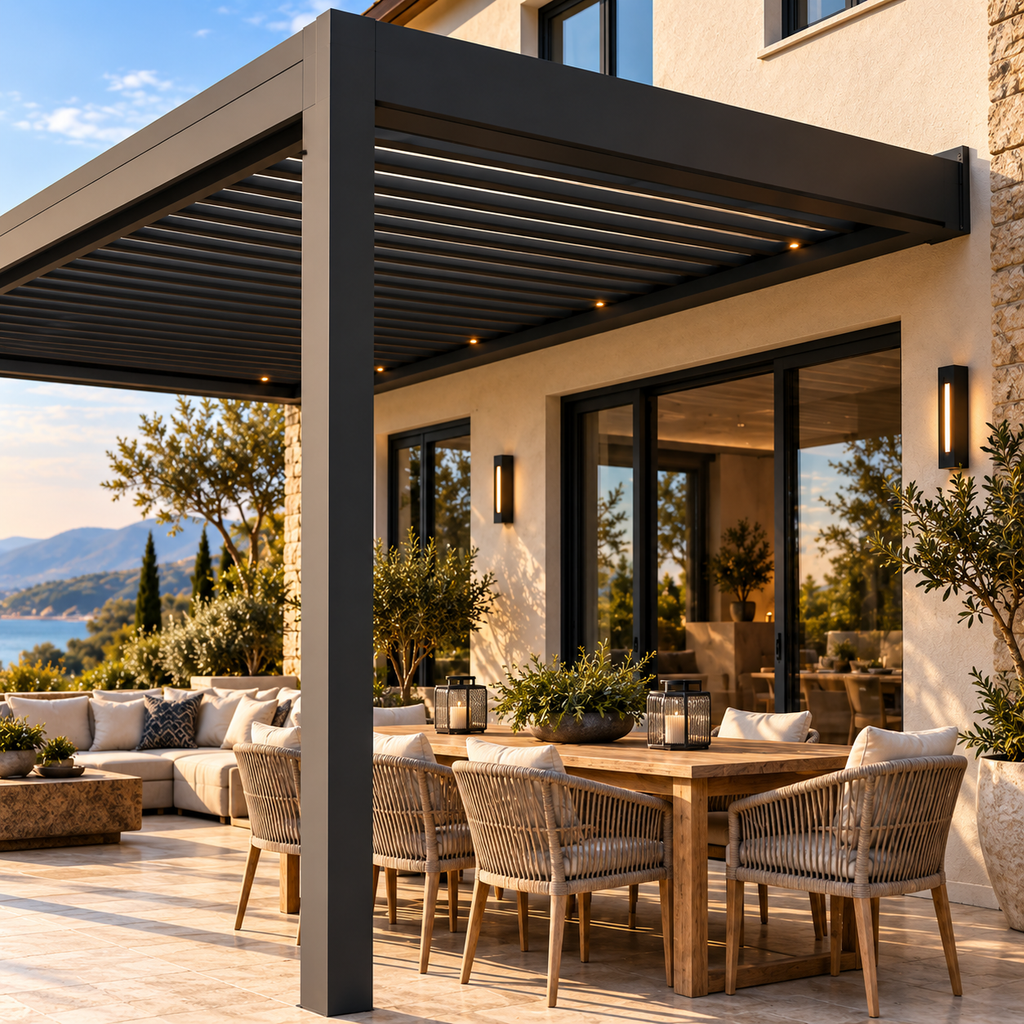 Wall-Mounted Aluminum Pergola