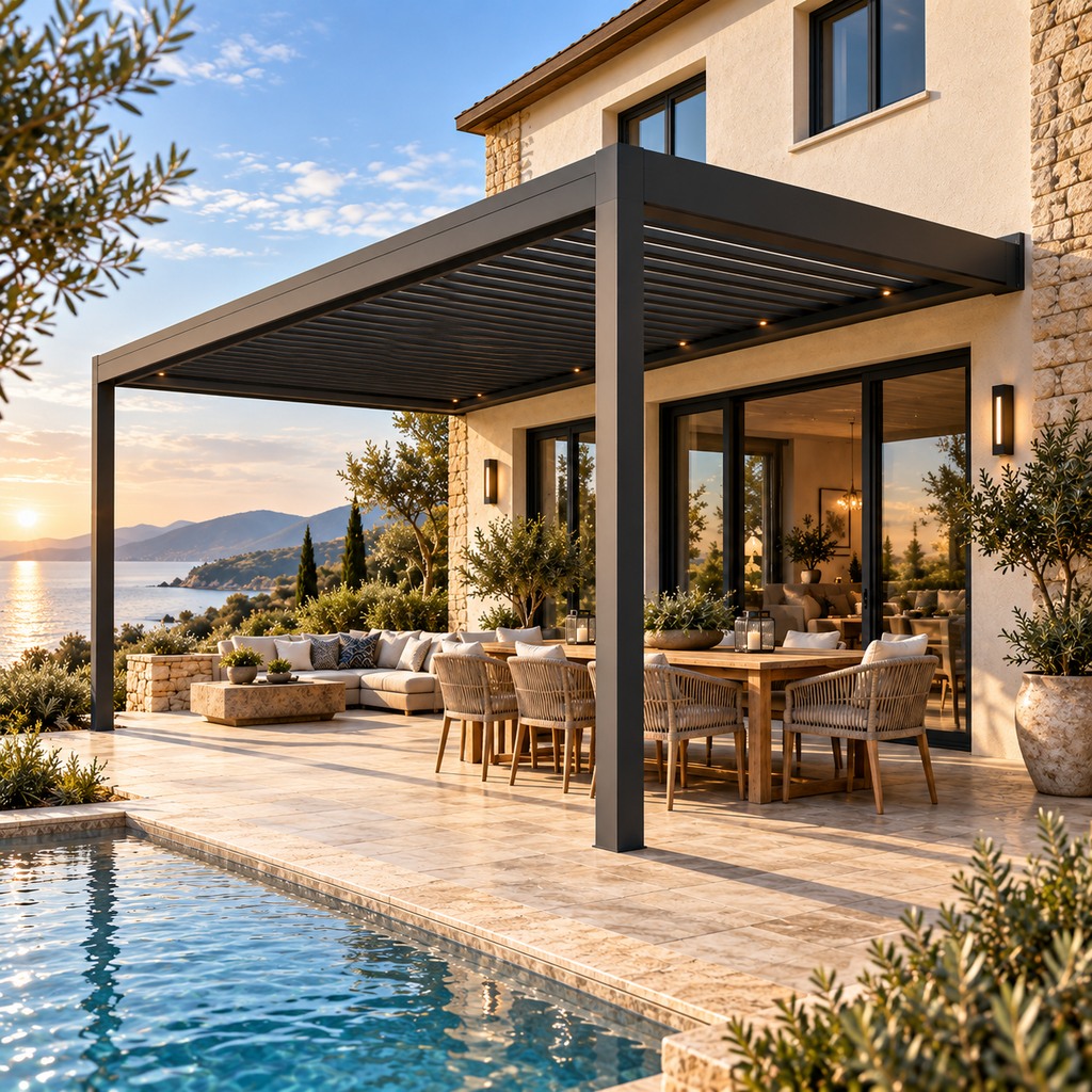 Wall-Mounted Aluminum Pergola
